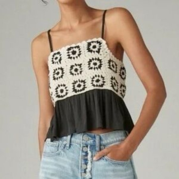 Crochet Patchwork Peplum Cami Top - Picture 6 of 6
